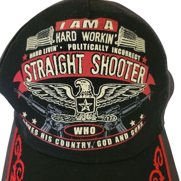 Men's Straight Shooter Adjustable Black Hat - Picture 3 of 7